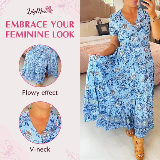 💃 Sommarrea - 50% RABATT🔥Blommig klänning med V-ringning