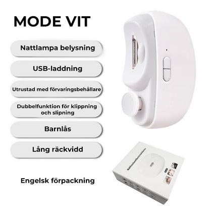 🎁 Perfekt för alla åldrar 👵👶 3-i-1 Automatisk Elektrisk Nagelklippare med Polering - 🌟Säker & Bekväm🌟